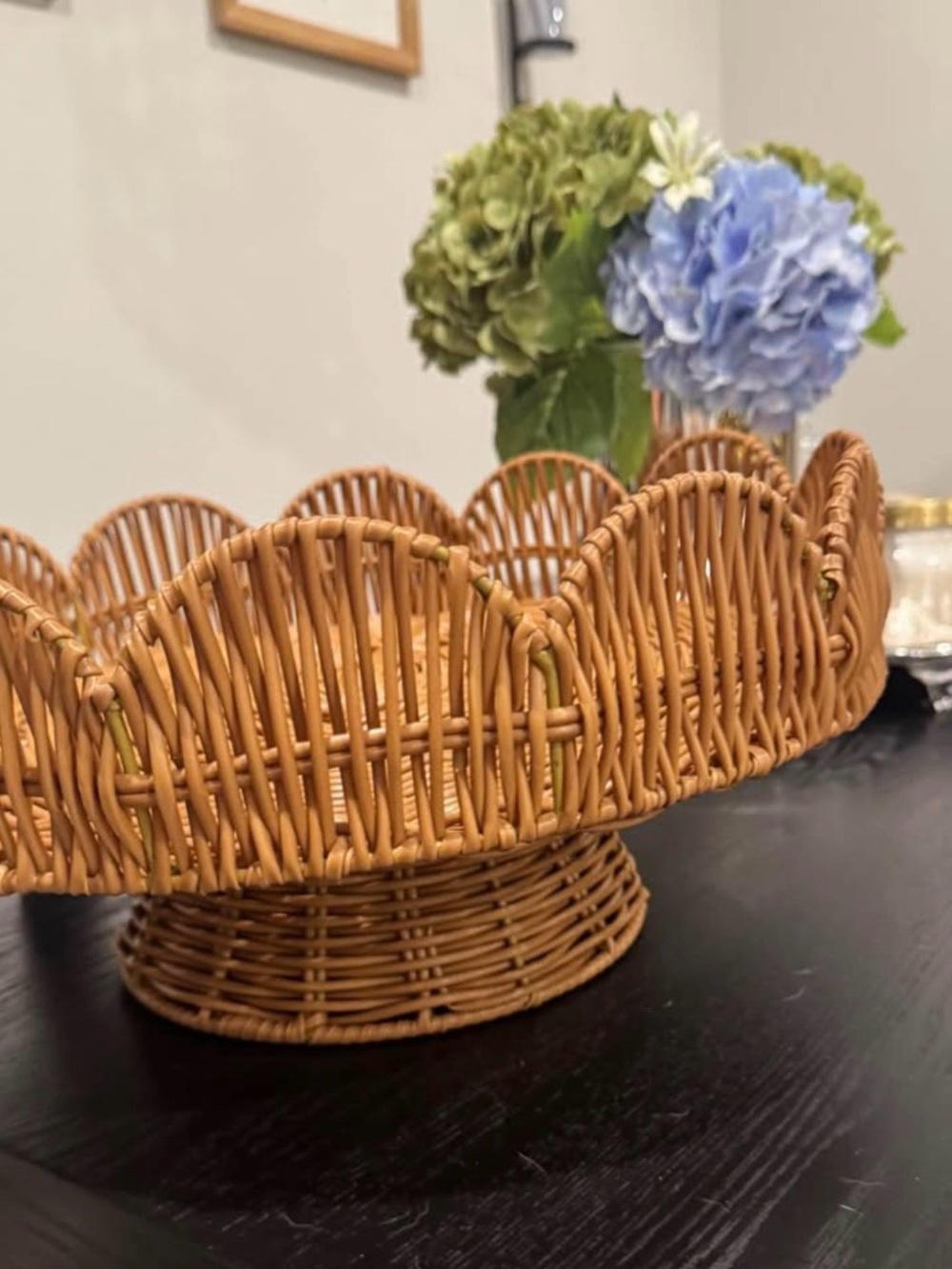 Woven Rattan Decorative Pedestal Bowl - Brown
